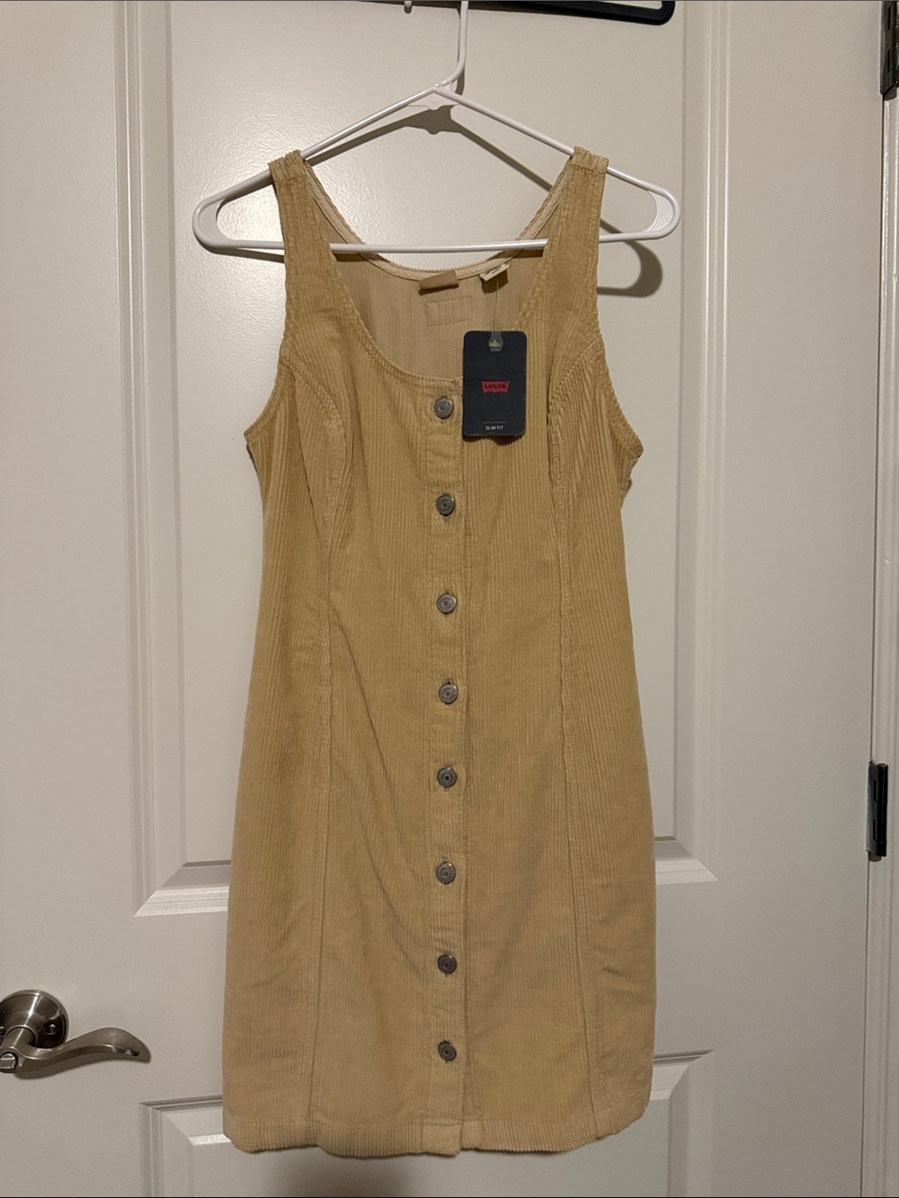 Levi's Tan Corduroy Button-Front Mini Dress